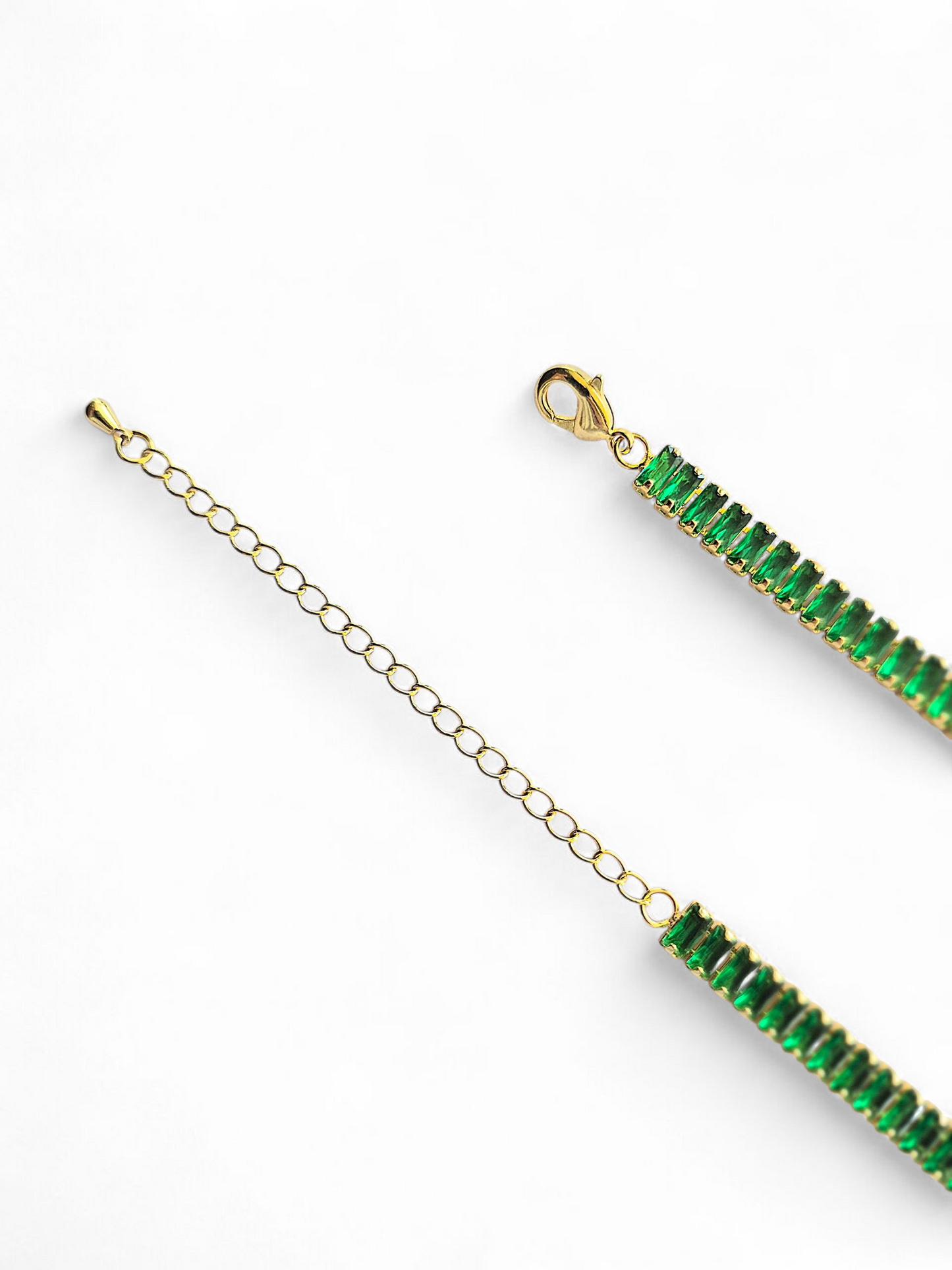 Collar Choker Circonitas Baguettes Verdes