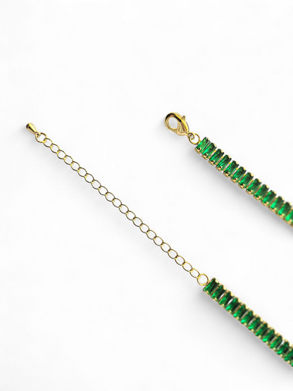 Collar Choker Circonitas Baguettes Verdes