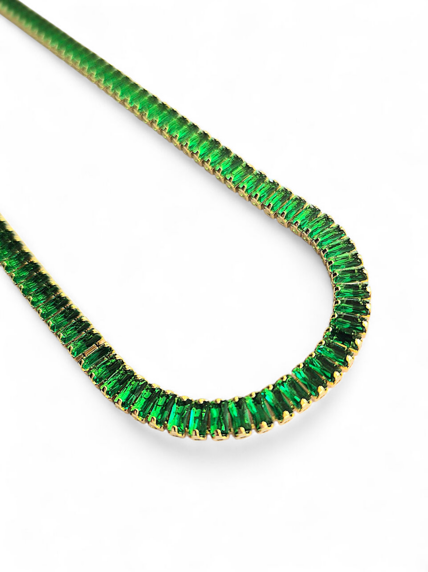 Collar Choker Circonitas Baguettes Verdes