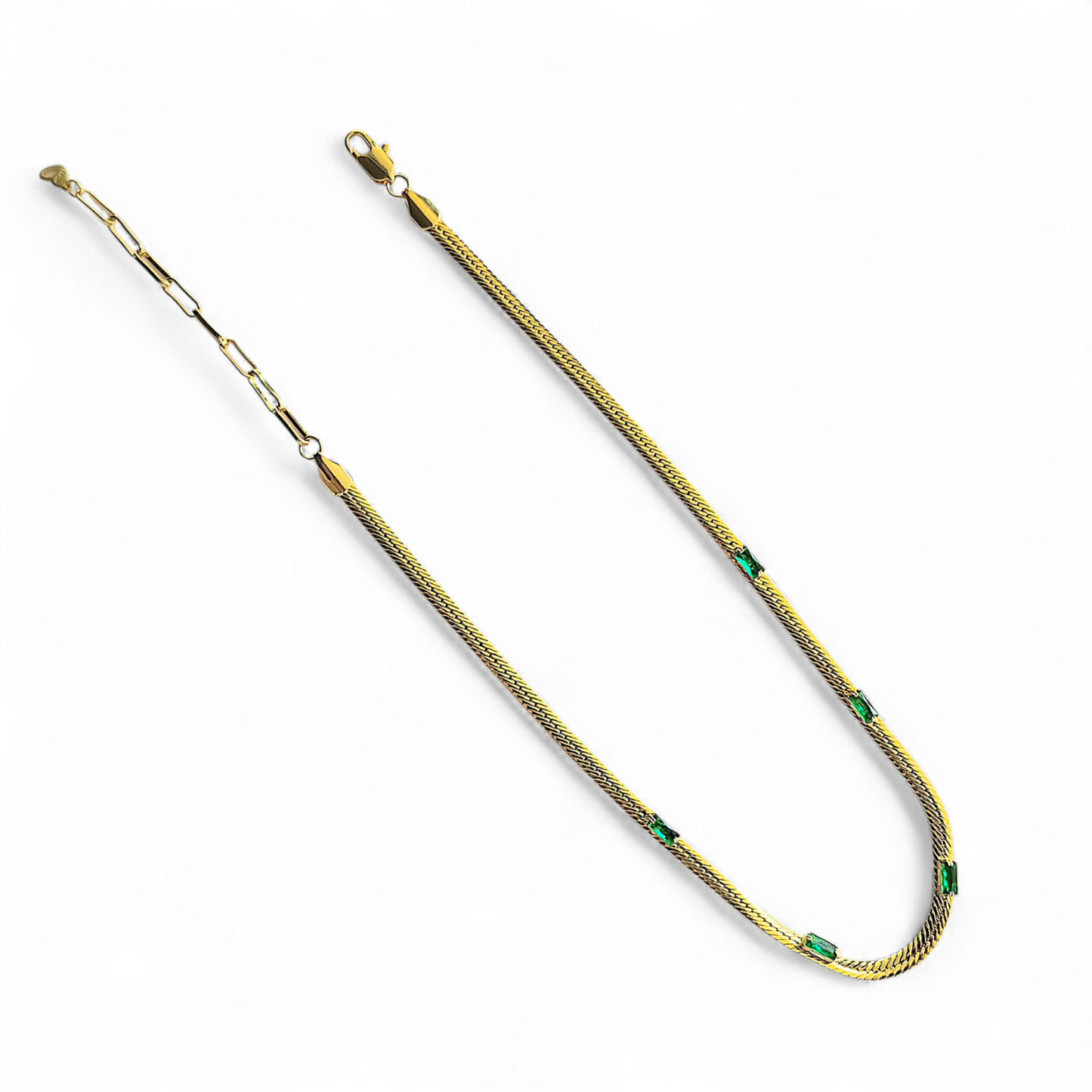 Collar Serpiente con Circonitas Verdes