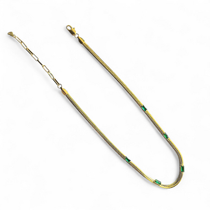 Collar Serpiente con Circonitas Verdes