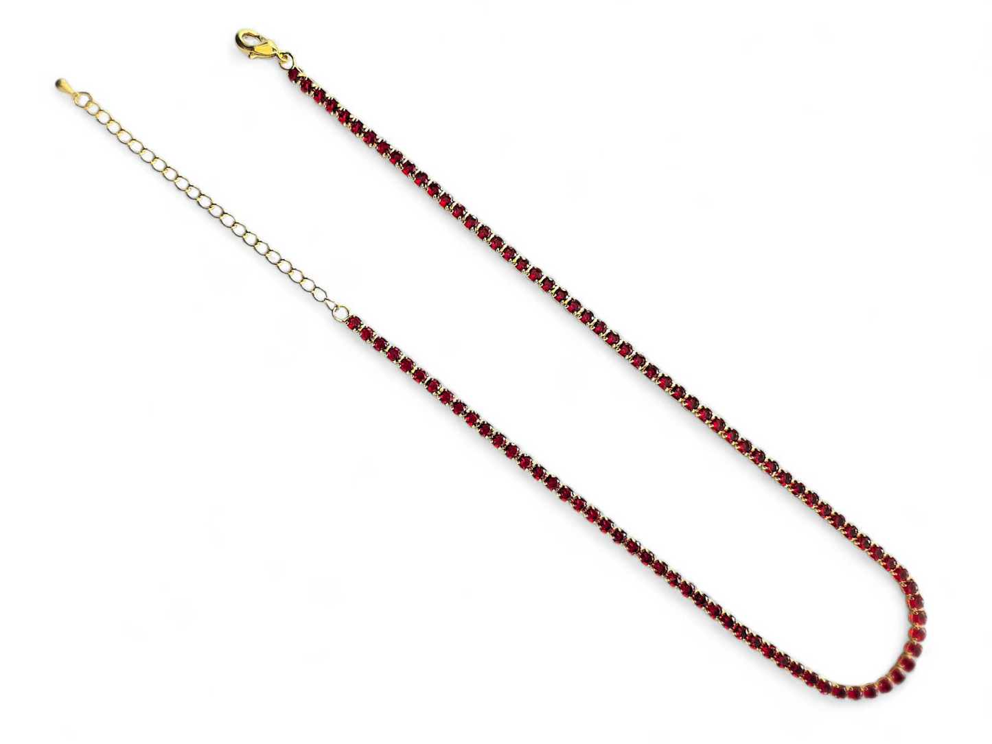Collar Tennis de Circonitas Rojas 3mm