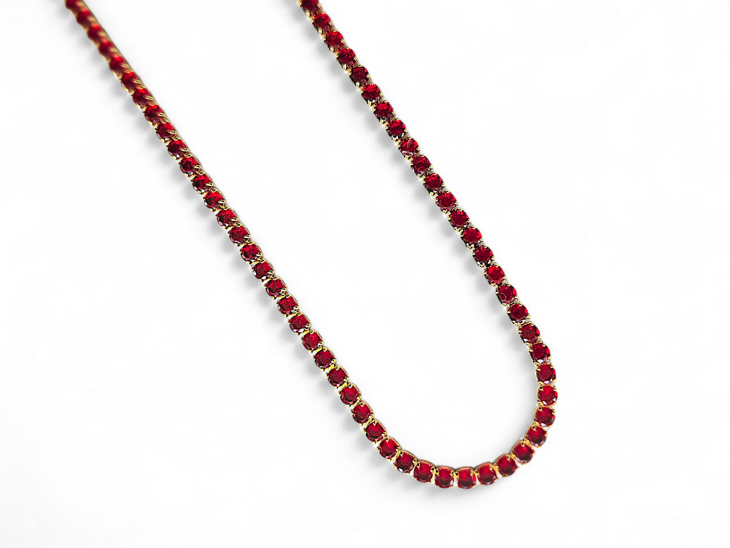 Collar Tennis de Circonitas Rojas 3mm