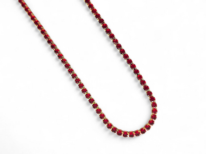 Collar Tennis de Circonitas Rojas 3mm