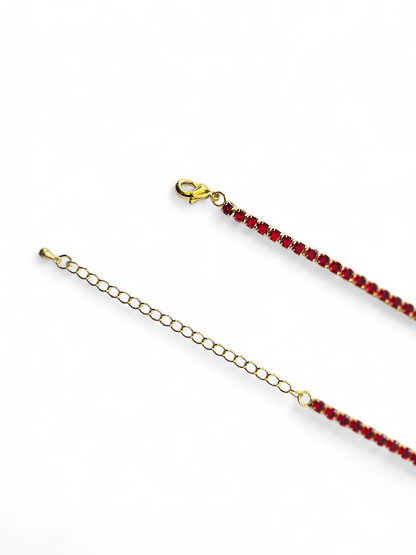 Collar Tennis de Circonitas Rojas 3mm
