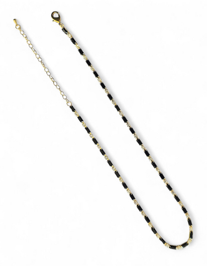 Collar Choker Tennis Baguettes Negro con Blanco