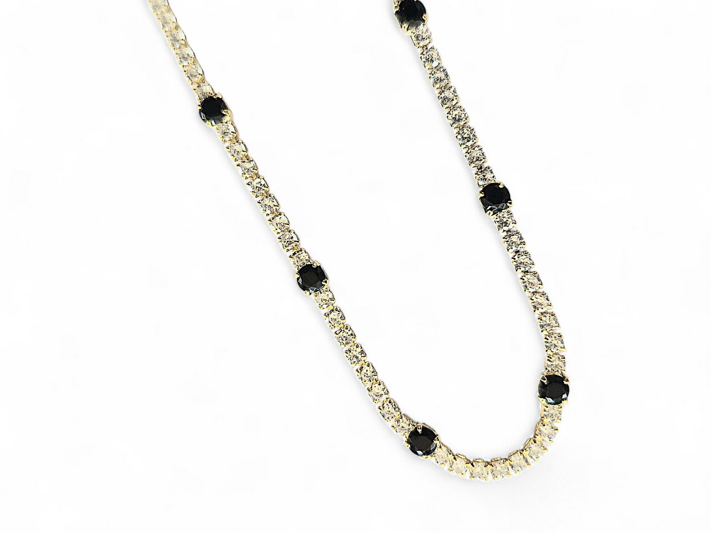 Collar Choker Circonitas Blancas y Negras