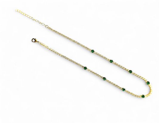 Collar Choker Tennis con Verde
