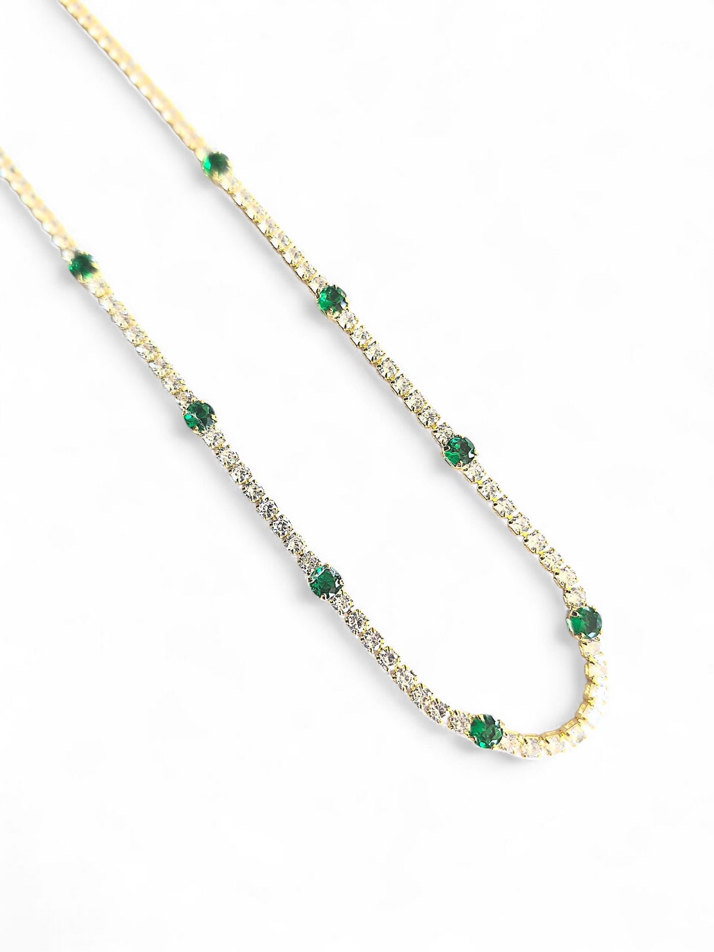 Collar Choker Circonitas Blancas y Verdes