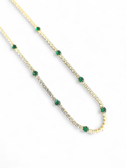 Collar Choker Circonitas Blancas y Verdes