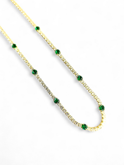Collar Choker Tennis con Verde