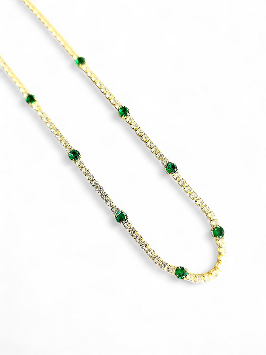 Collar Choker Tennis con Verde