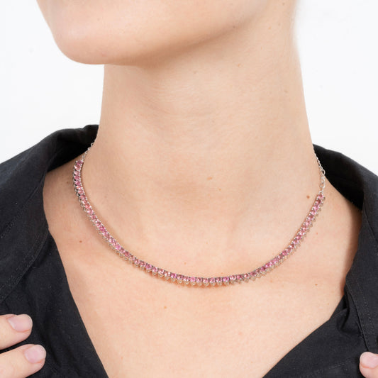 Collar Tennis Piedras Naturales 3mm – Plata 925