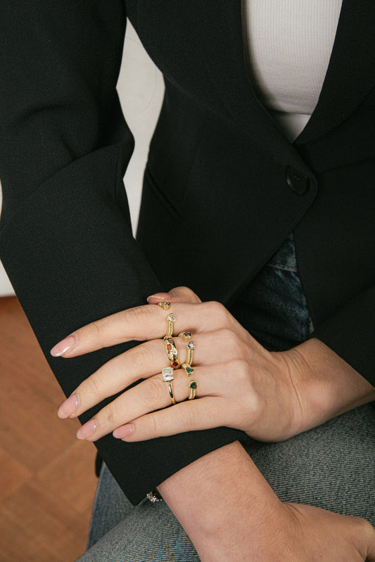 Anillo Ajustable Mix de Colores Plata 925 - Oro 18k