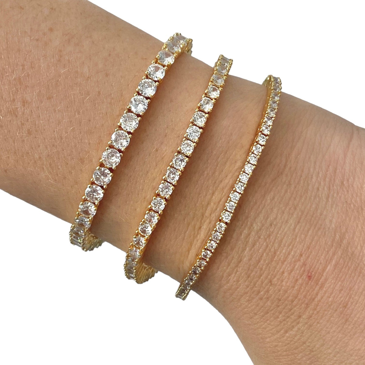 Pulsera Tennis Clásica Circones 4mm – Plata 925 Baño de Oro