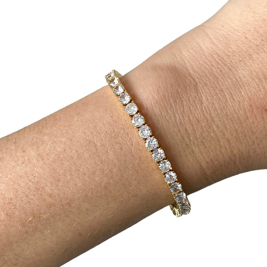 Pulsera Tennis Clásica Circones 4mm – Plata 925 Baño de Oro