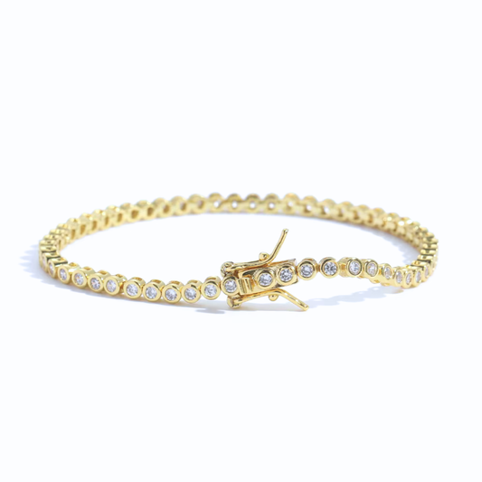 Pulsera Tennis 2mm Bisel - Oro 18k