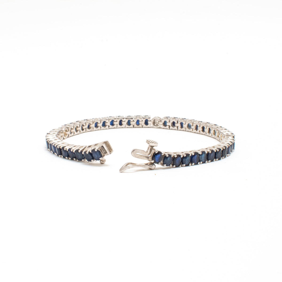 Pulsera Tennis Zafiros Naturales Ovalados Pavé – Plata 925