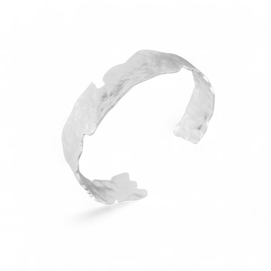 Pulsera Esclava Martillada Ajustable – Baño de Oro / Baño de Plata