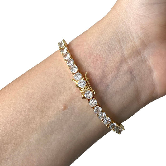 Pulsera Tennis Clásica Circones 4mm – Plata 925 Baño de Oro