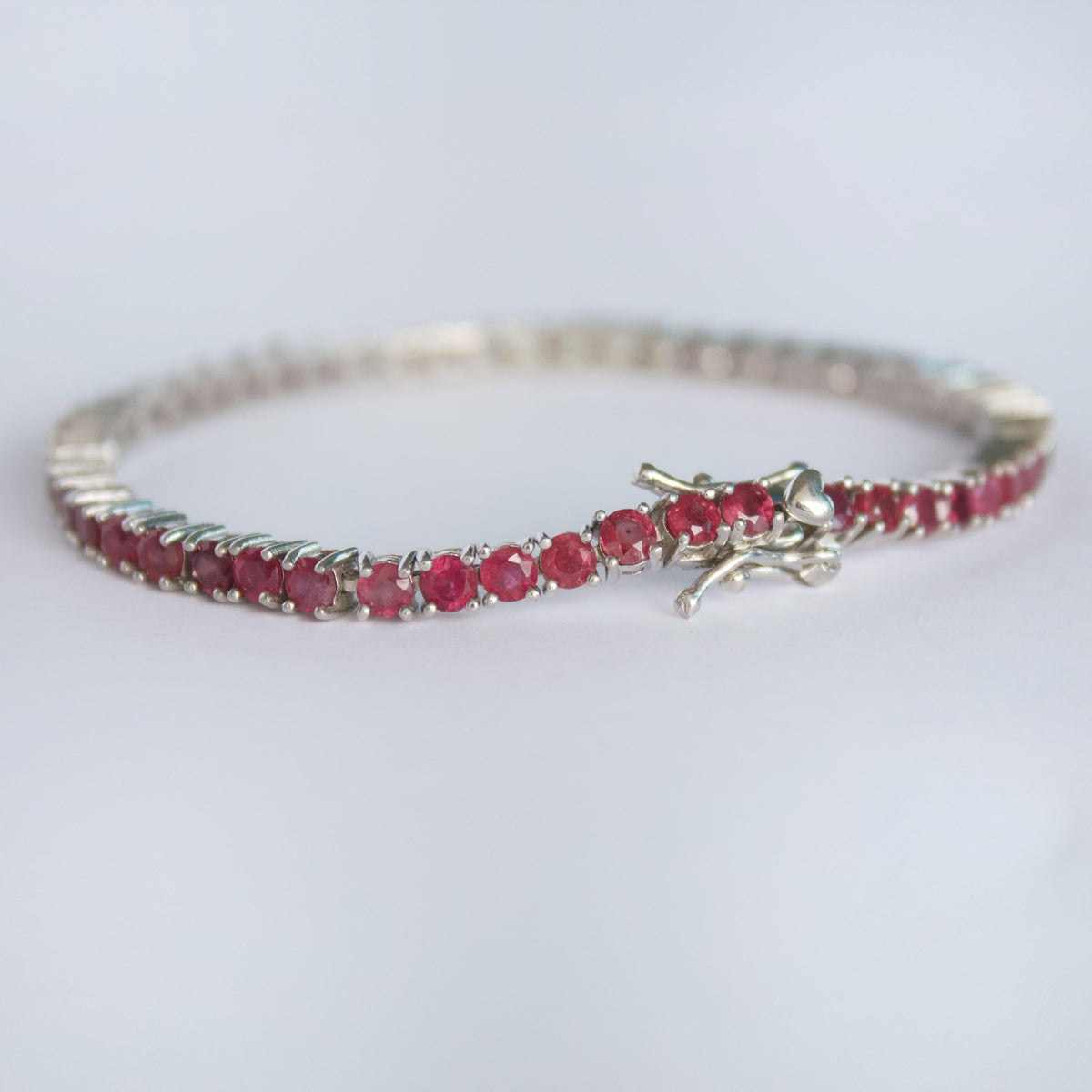 Pulsera Tennis Rubíes Naturales 3mm – Plata 925