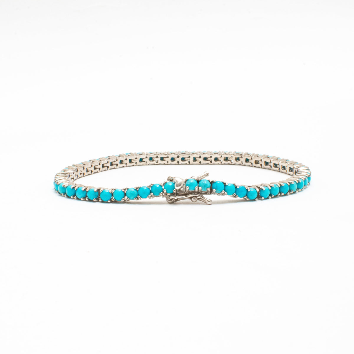 Pulsera Tennis Turquesas Naturales Redondas 3mm – Plata 925