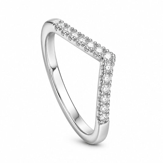 Anillo Fino Pavé en V – Baño de Plata