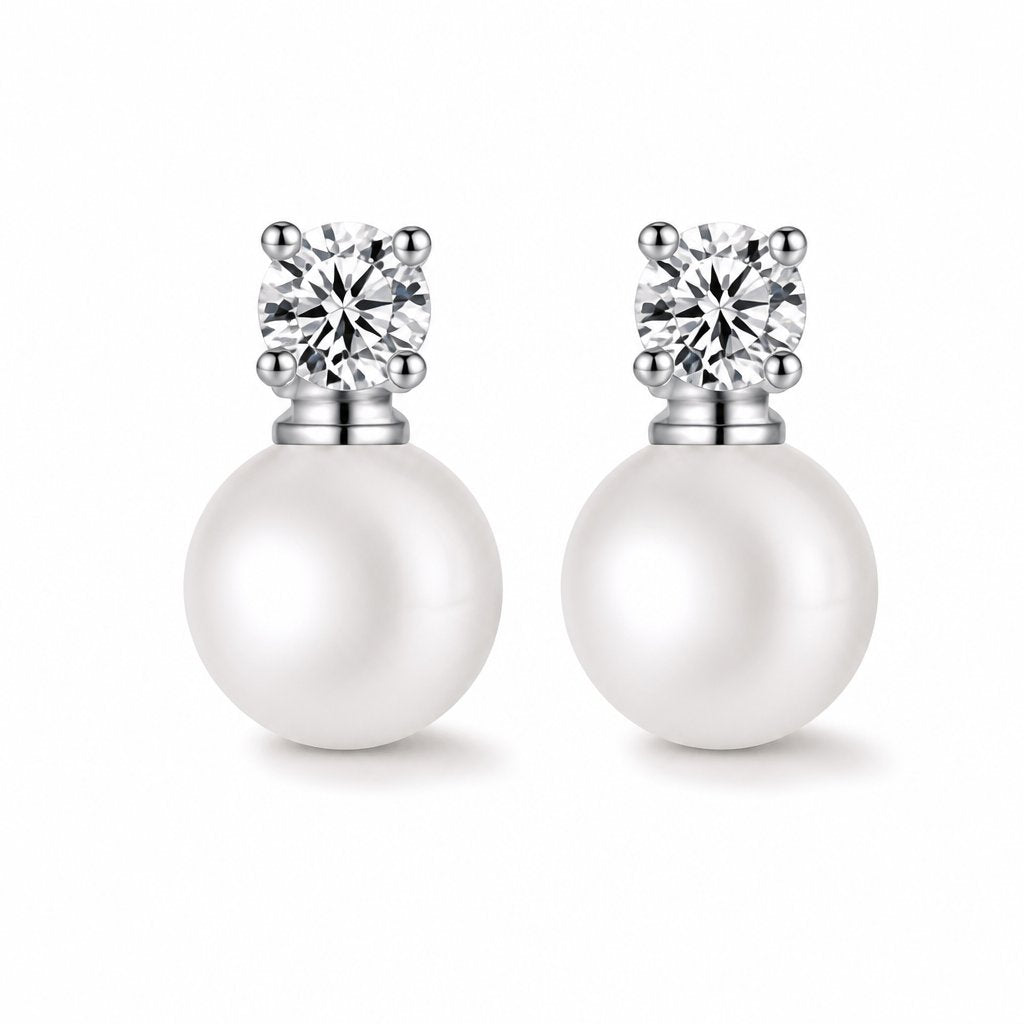 Aros Perla con Circón – Baño de Plata