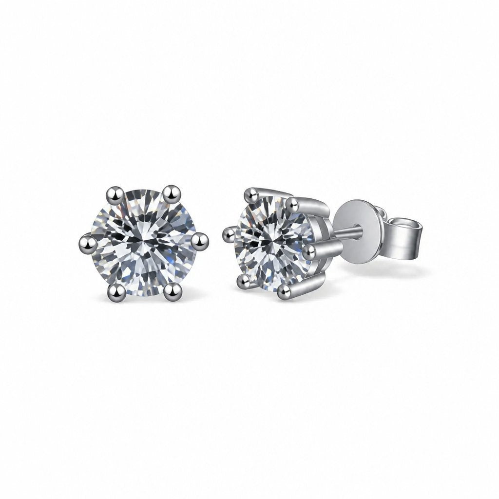 Aros Solitario Circón 6 Garras – Baño de Plata
