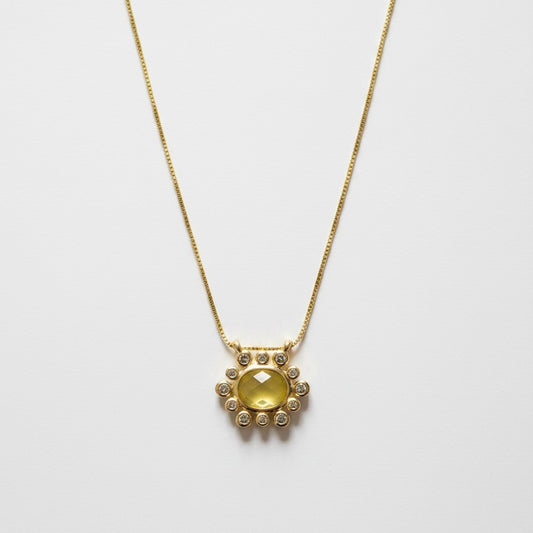 Collar Sol Piedra Amarilla y Circones – Baño de Oro