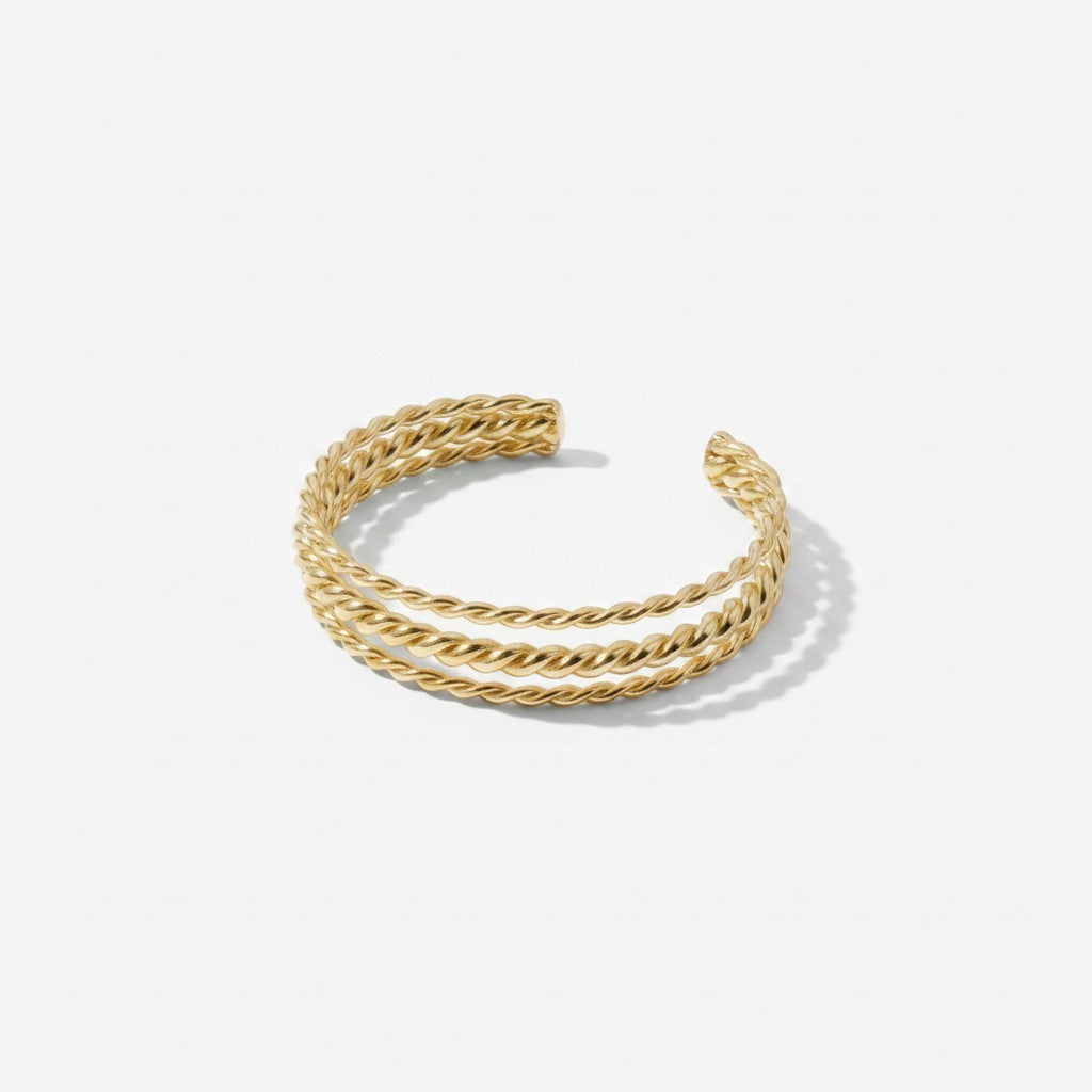 Brazalete Triple Cordón Trenzado – Baño de Oro
