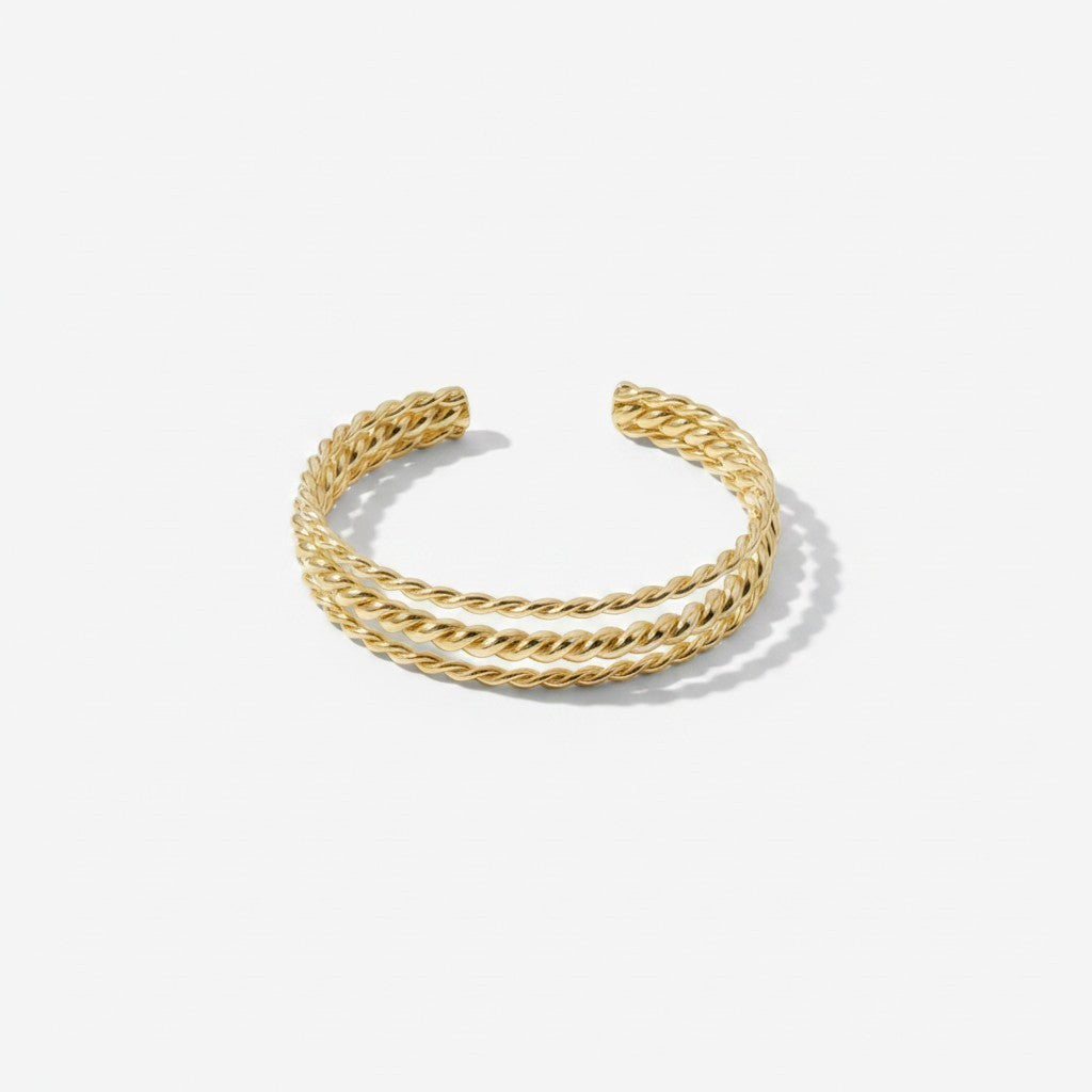 Brazalete Triple Cordón Trenzado – Baño de Oro