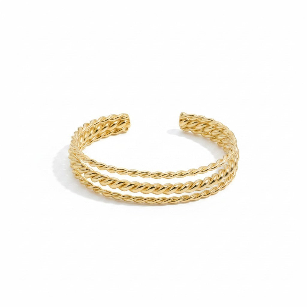 Brazalete Triple Cordón Trenzado – Baño de Oro