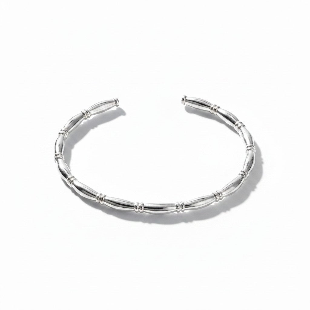 Brazalete Tubos Satinados – Baño de Plata