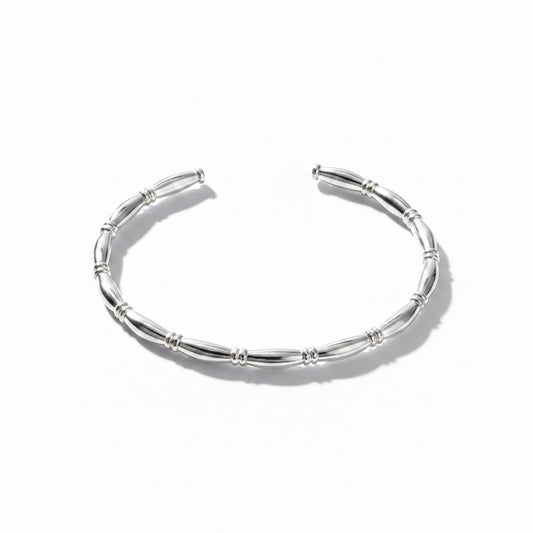 Brazalete Tubos Satinados – Baño de Plata