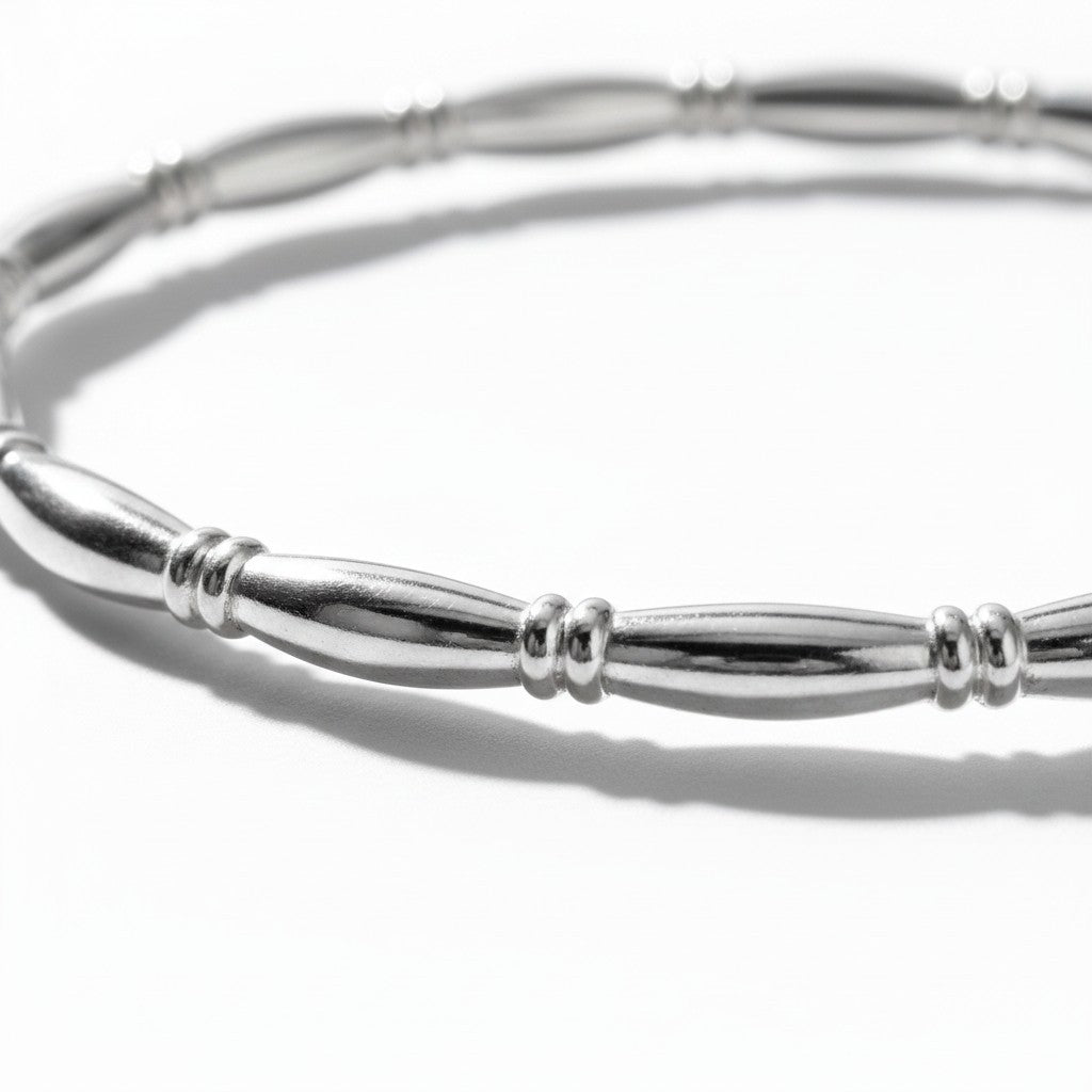 Brazalete Tubos Satinados – Baño de Plata