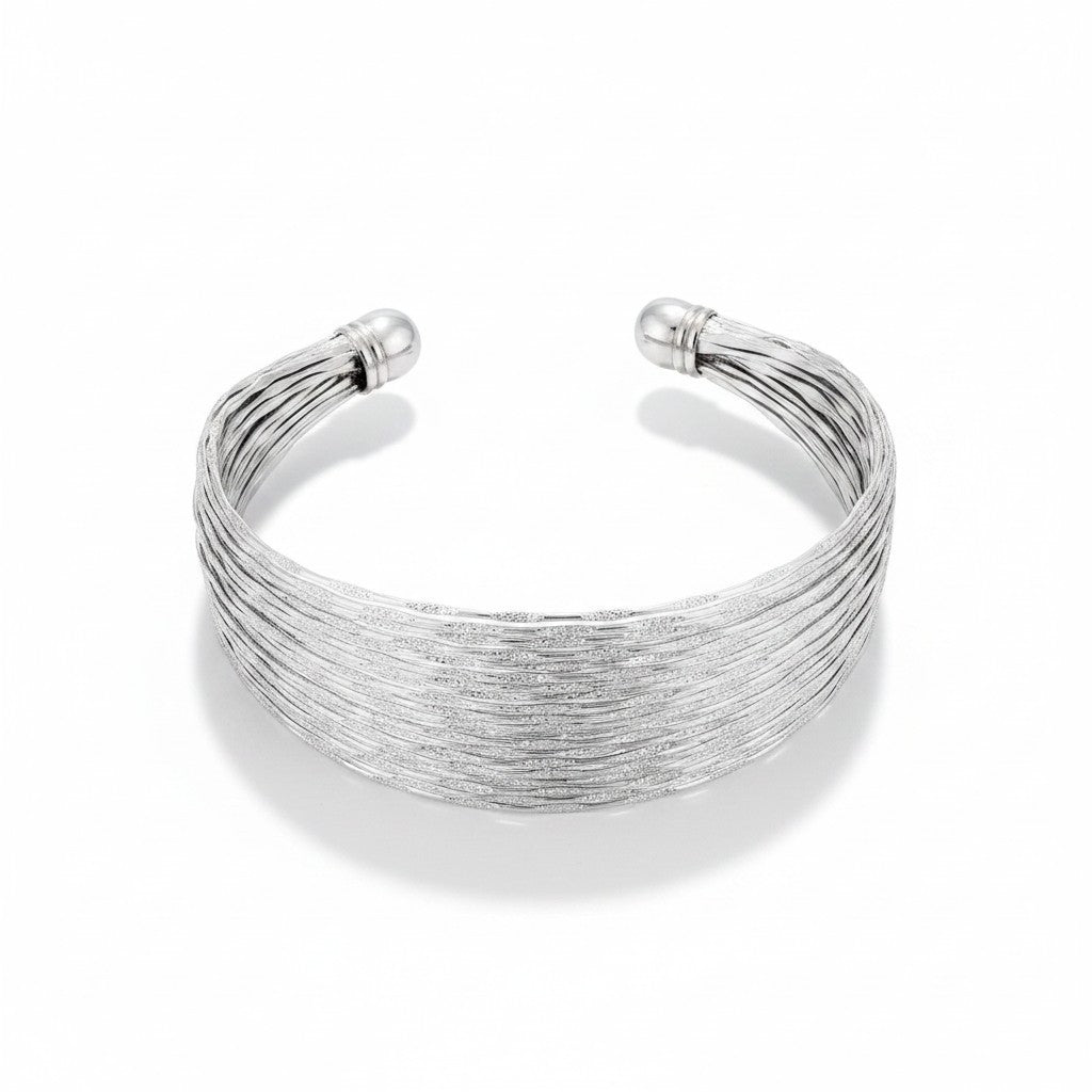 Brazalete Multihilo con Esferas – Baño de Plata