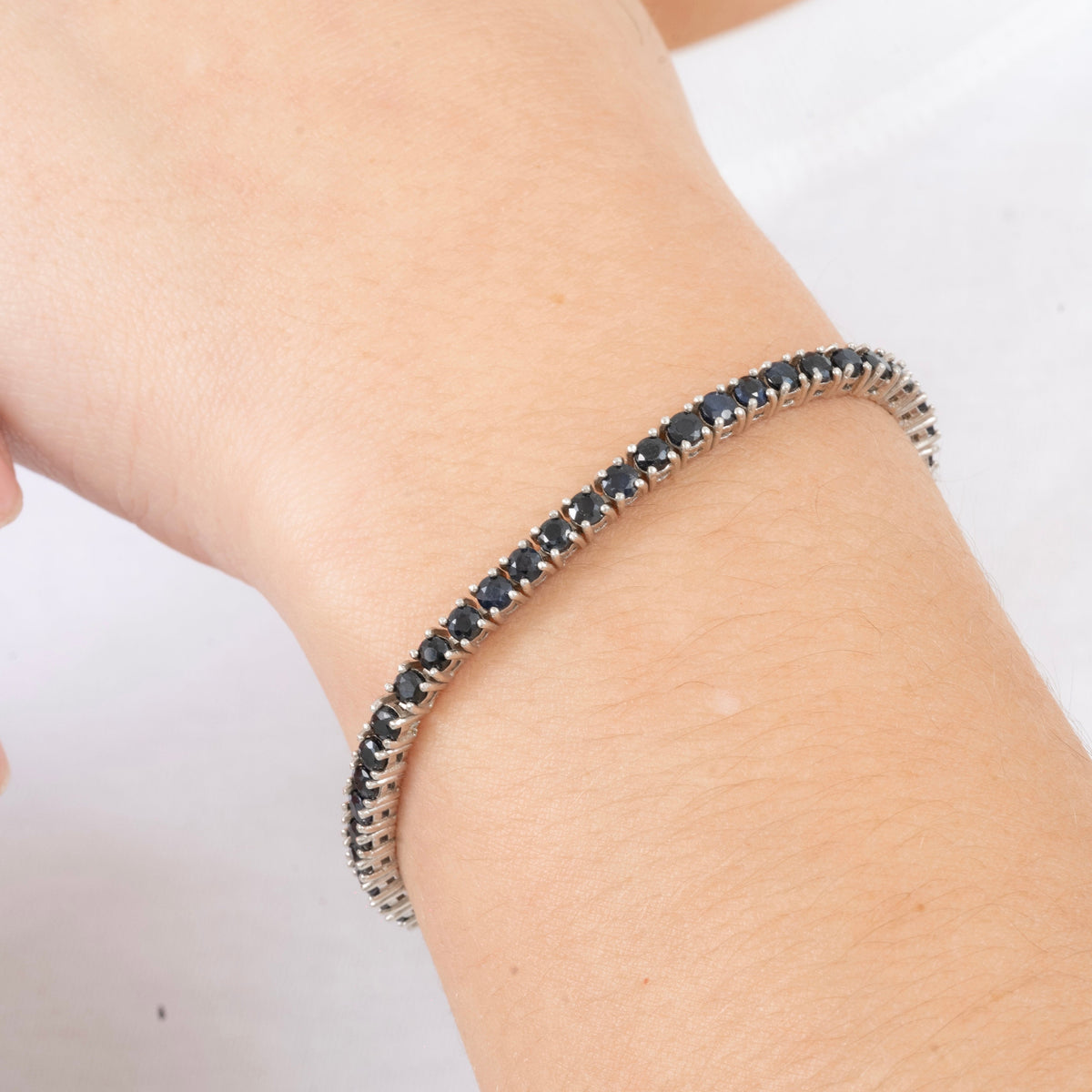 Pulsera Tennis Zafiros Azules Naturales 3mm – Plata 925