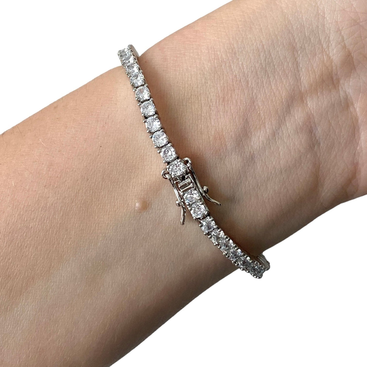 Pulsera Tennis Clásica Circones 3mm – Baño de Platino