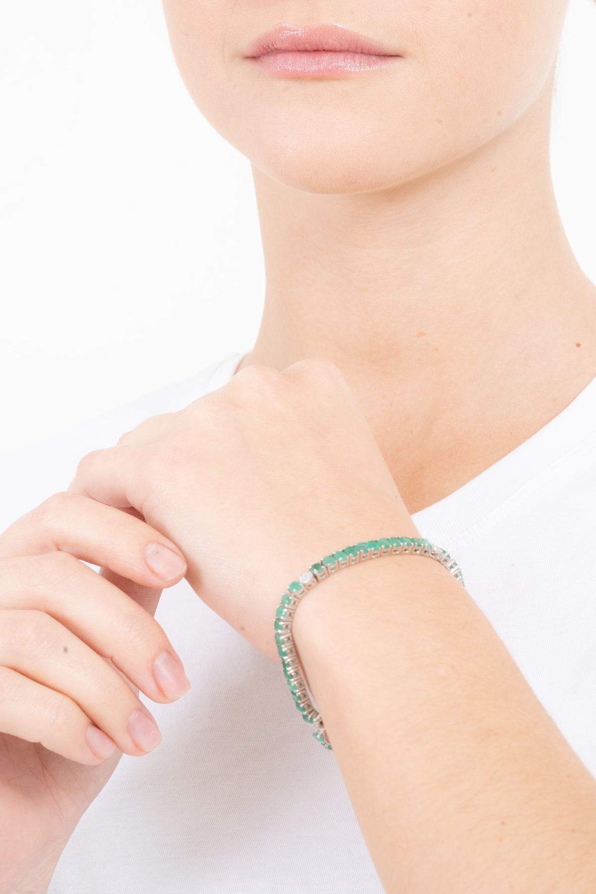 Pulsera Tennis Esmeraldas Naturales Ovaladas Pavé – Plata 925