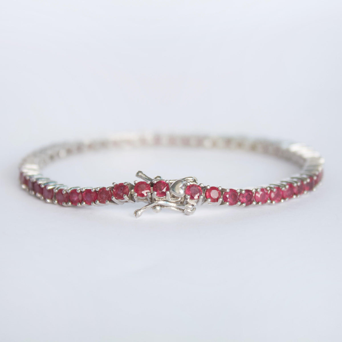 Pulsera Tennis Rubíes Naturales 3mm – Plata 925