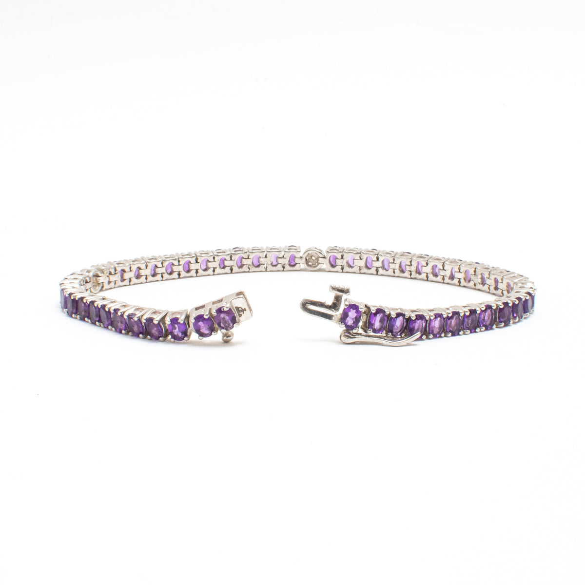 Pulsera Tennis Amatistas Naturales Ovaladas – Plata 925