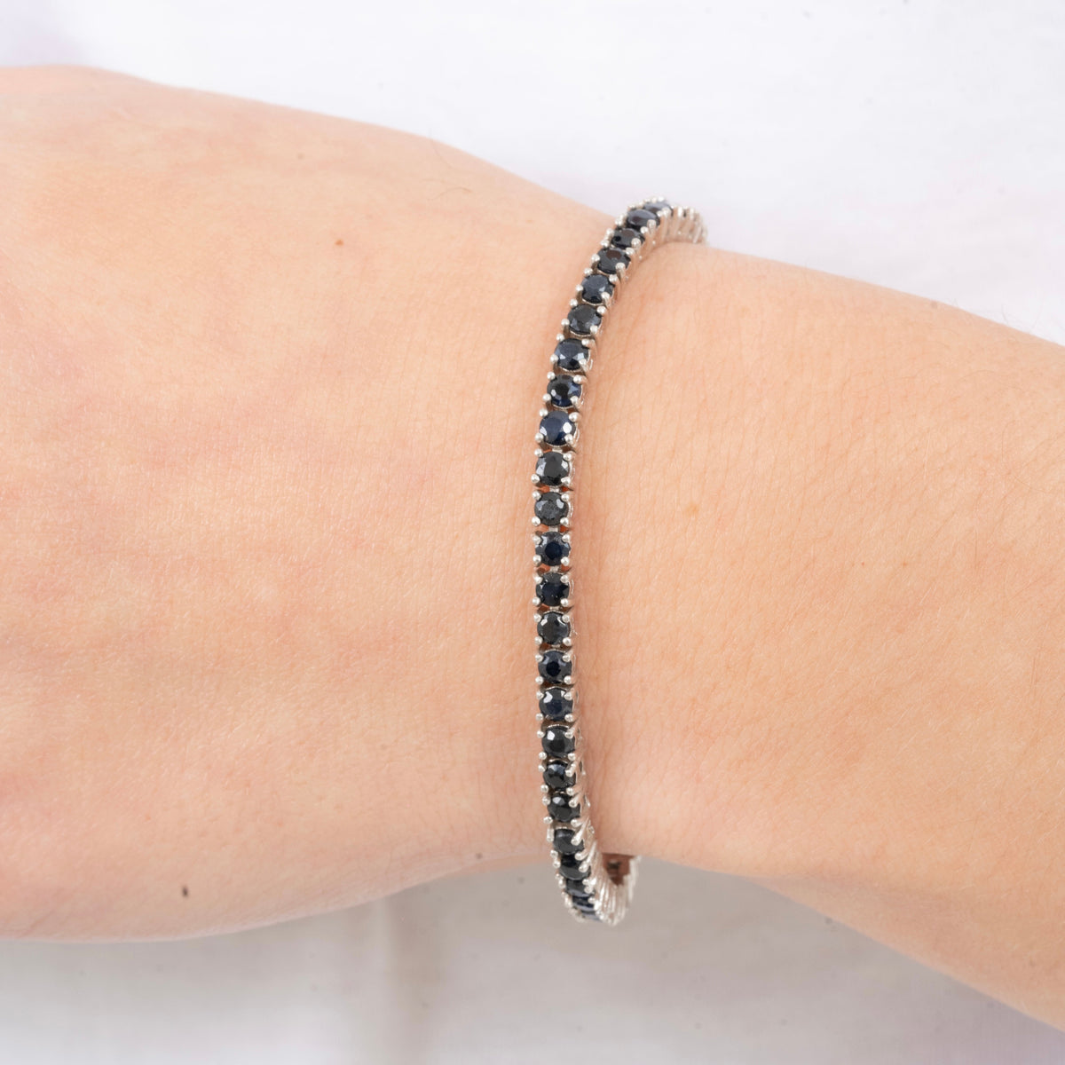 Pulsera Tennis Zafiros Azules Naturales 3mm – Plata 925