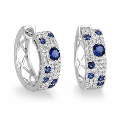 Argollas Circonitas Azul y Blanco – Baño de Rodio
