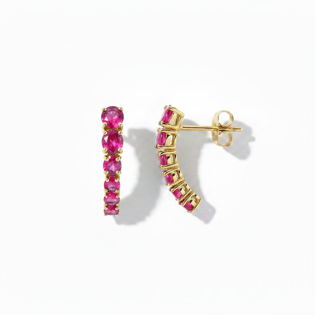Aros Pegados Curvados - Baño de Oro 18K