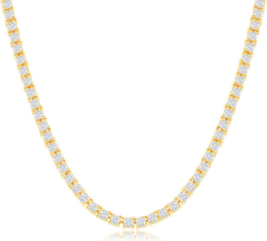 Collar Tennis Clásico Circones 3mm – Baño de Oro