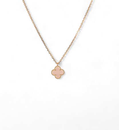 Cadena Sweet Clover Nacar Rosa -Plata 925 - Baño de oro 18k