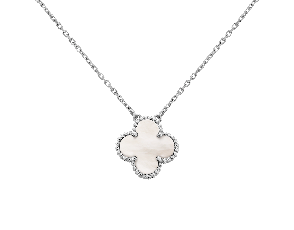 Cadena Clover Plata 925 Nácar Plateado - Ámbar Joyas