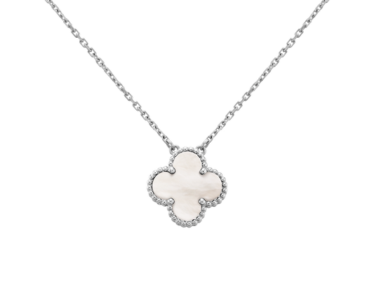 Cadena Clover Plata 925 Nácar Plateado - Ámbar Joyas