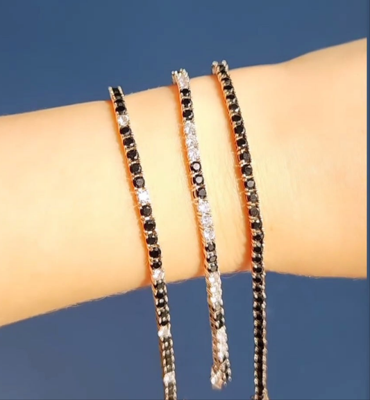 Pulsera Tennis Negro Plata 925